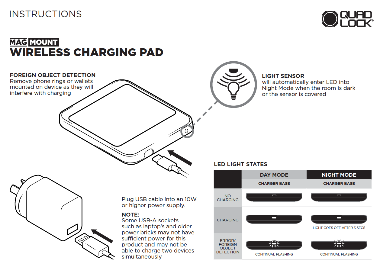 Quad Lock Dual Desktop Wireless Charger and Wireless Charging Pad
